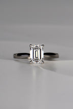 lab grown emerald cut diamond engagement ring in platinum