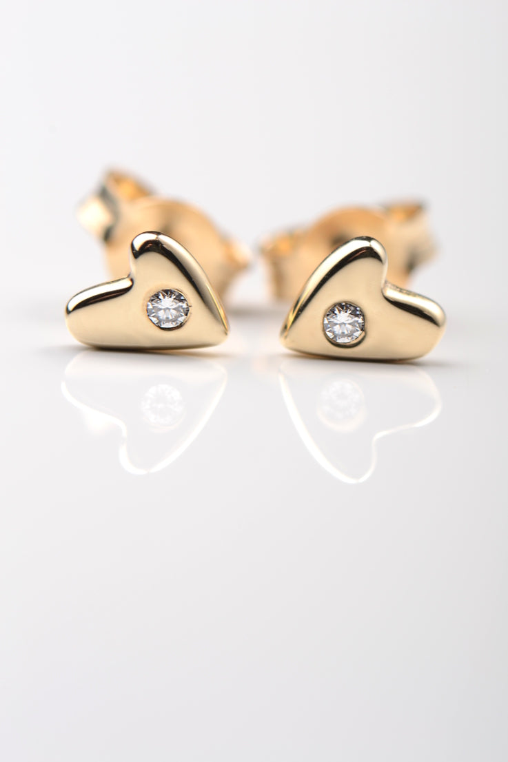 From the heart gold and diamond earrings small - Unforgettable Jewellery