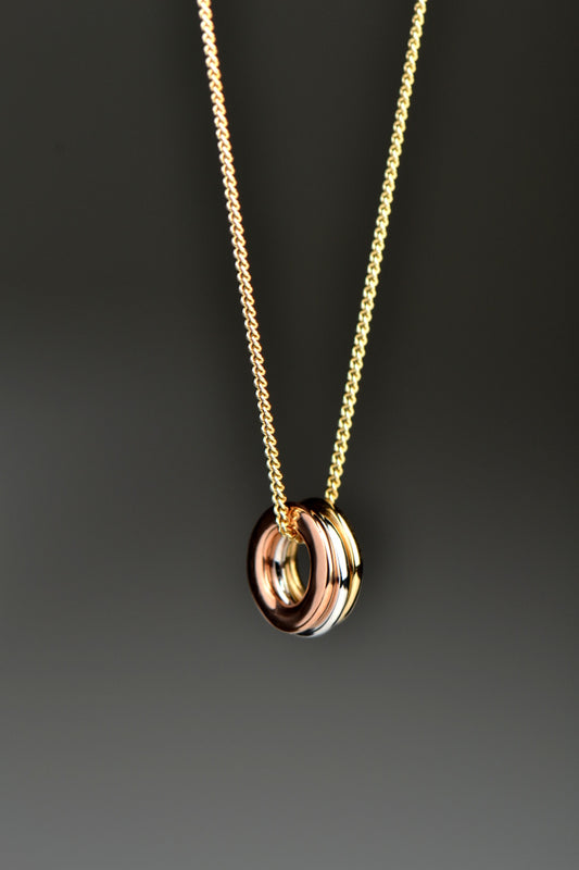 Affinity necklace with three colours of gold rings