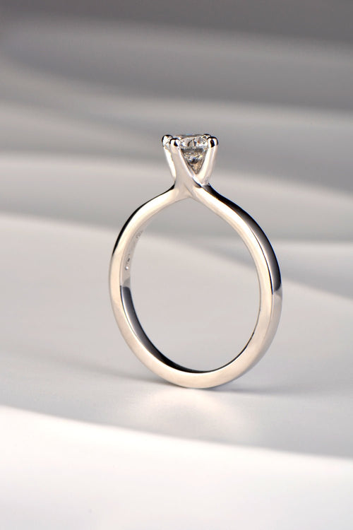 Affordable Platinum and Lab Diamond solitaire engagement ring - British jewellery designer Christine Sadler
