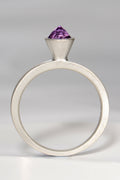 contemporary handmade silver designer ring with an amethyst gemstone. This ring is designed to look like a cupcake.