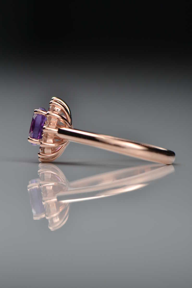 Amethyst and diamond flower ring - Unforgettable Jewellery