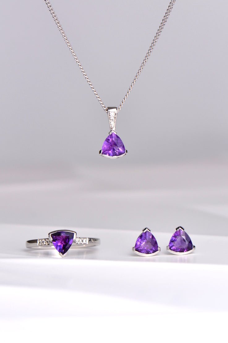 Sailing Stones amethyst suite - amethyst jewellery Christine Sadler