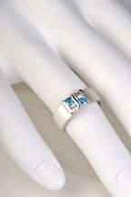 Battenberg ring with blue and white topazes - Ring Christine Sadler