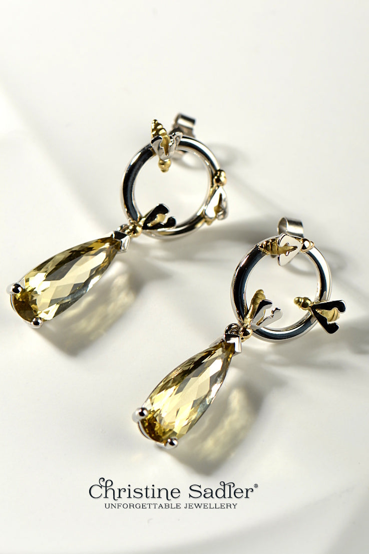 Platinum honey bee earrings
