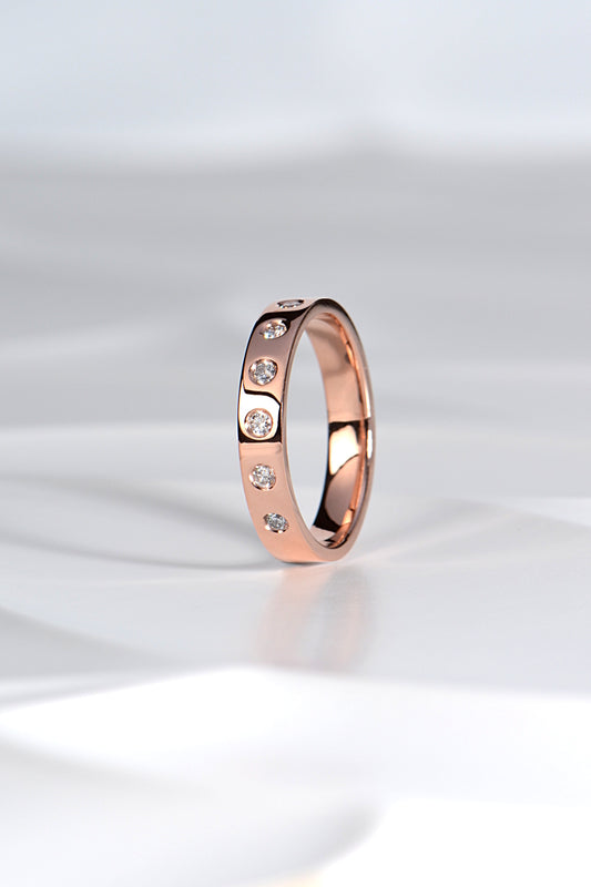 modern rose gold and diamond wedding ring, made in the UK