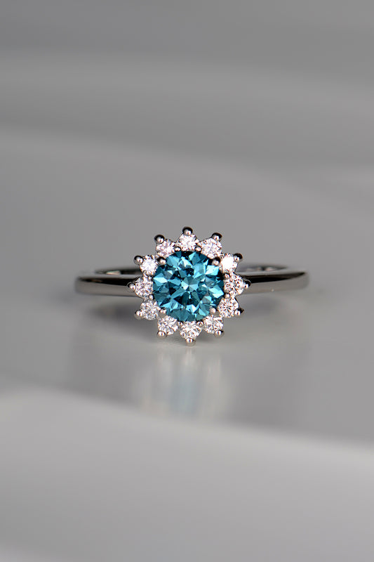 The Blue Diamond Flower Ring