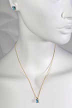 Radiant cut blue topaz gold necklace - Necklaces Christine Sadler