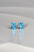high quality swiss blue topaz stud earrings in yellow gold Christine Sadler jewellery Ayr