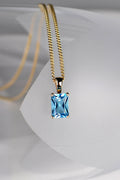 Radiant cut blue topaz gold necklace - Necklaces Christine Sadler