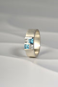 Battenberg ring with blue and white topazes - Ring Christine Sadler