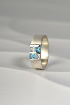 Battenberg ring with blue and white topazes - Ring Christine Sadler