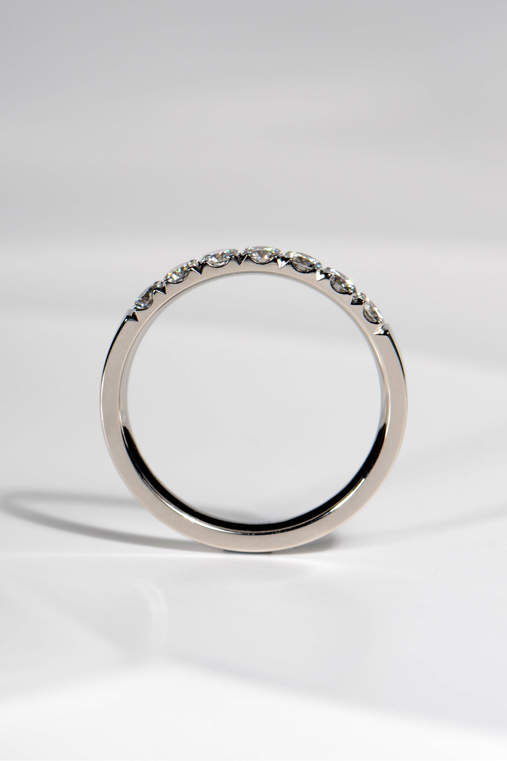 castle set diamond platinum wedding or eternity ring handmade in the UK
