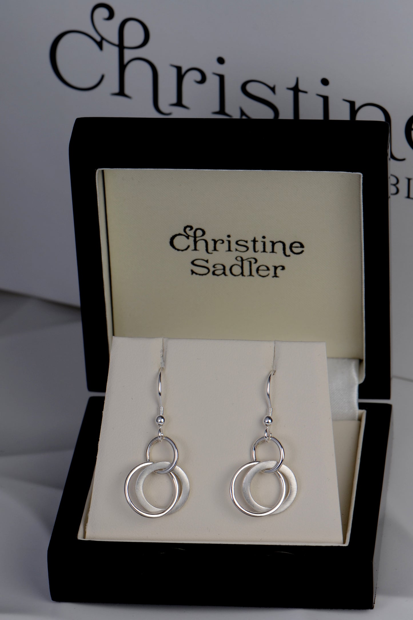 handmade silver circles earrings with hook fittings