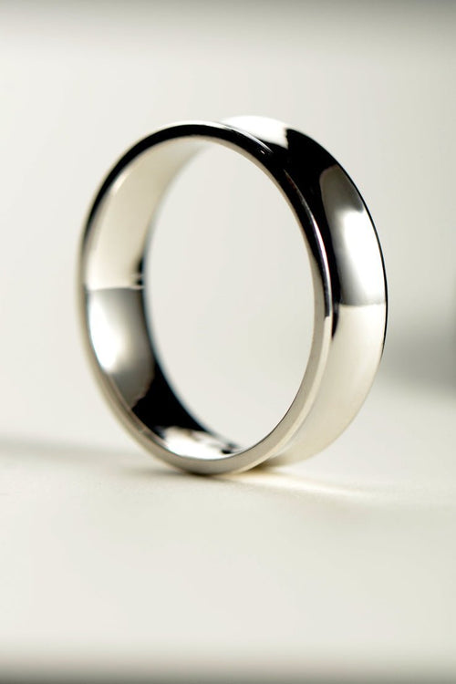Concave 9ct White Gold 6mm Gent's Wedding Ring - Wedding RingThe Best of British