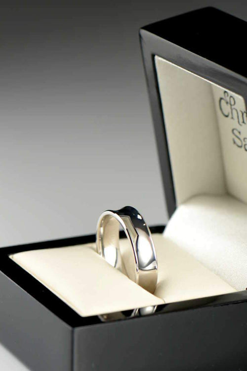 Concave 9ct White Gold 6mm Gent's Wedding Ring - Wedding RingThe Best of British