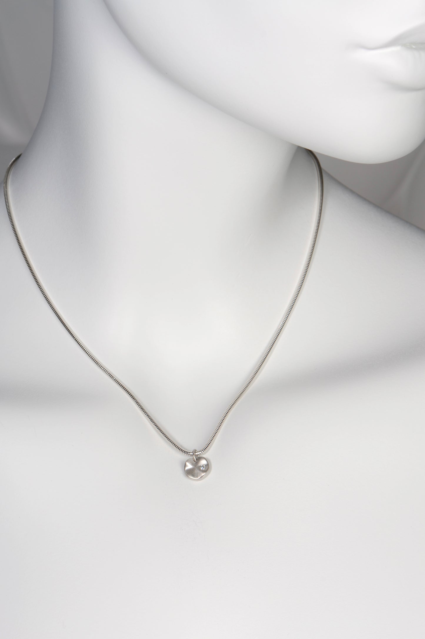 Ripple petite silver diamond necklace