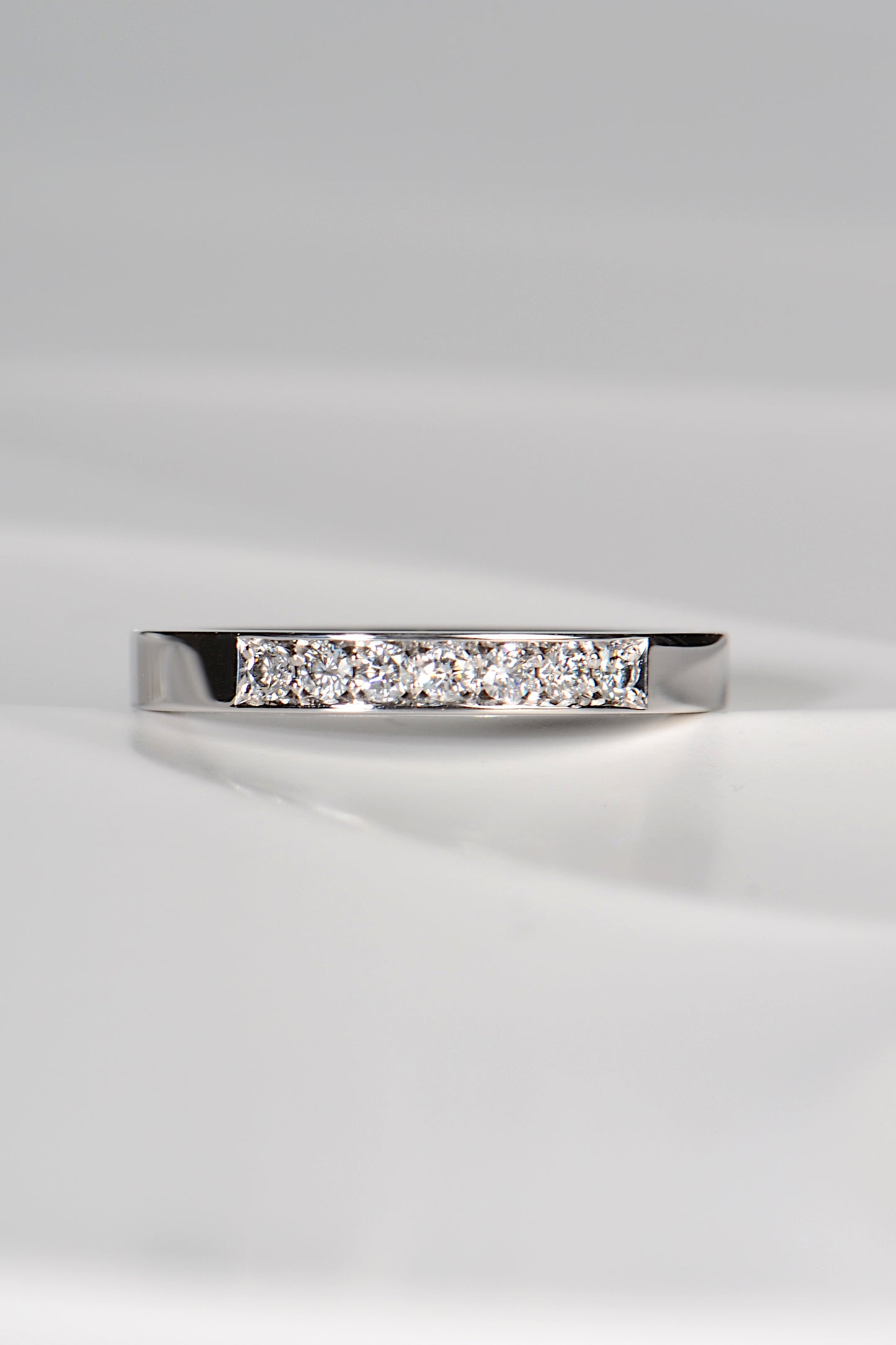3mm wide seven stone diamond ring made in UK