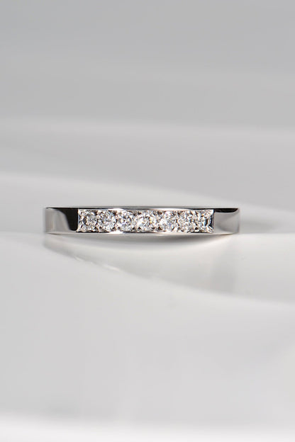 3mm wide seven stone diamond ring made in UK