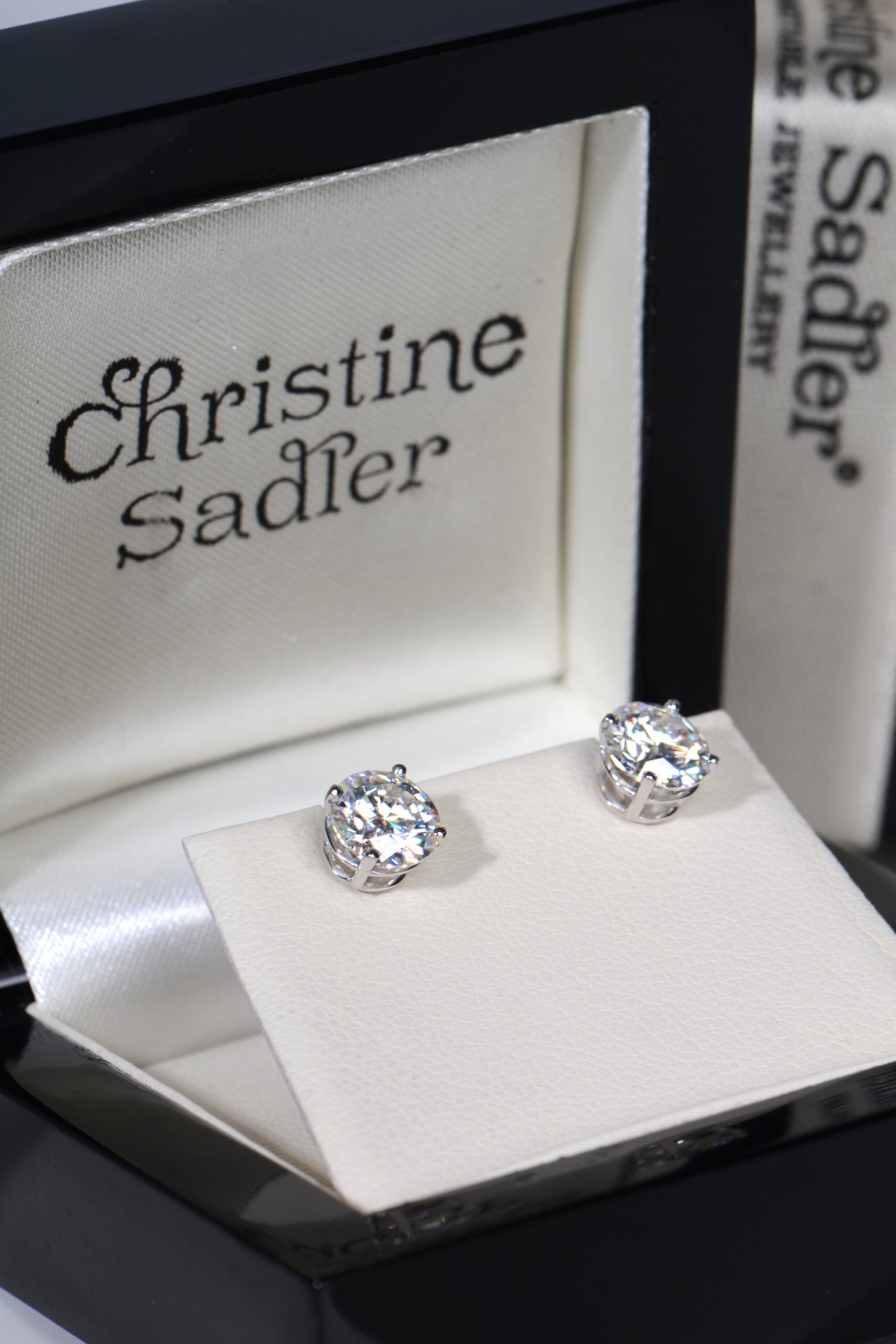 designer moissanite earrings in gift box