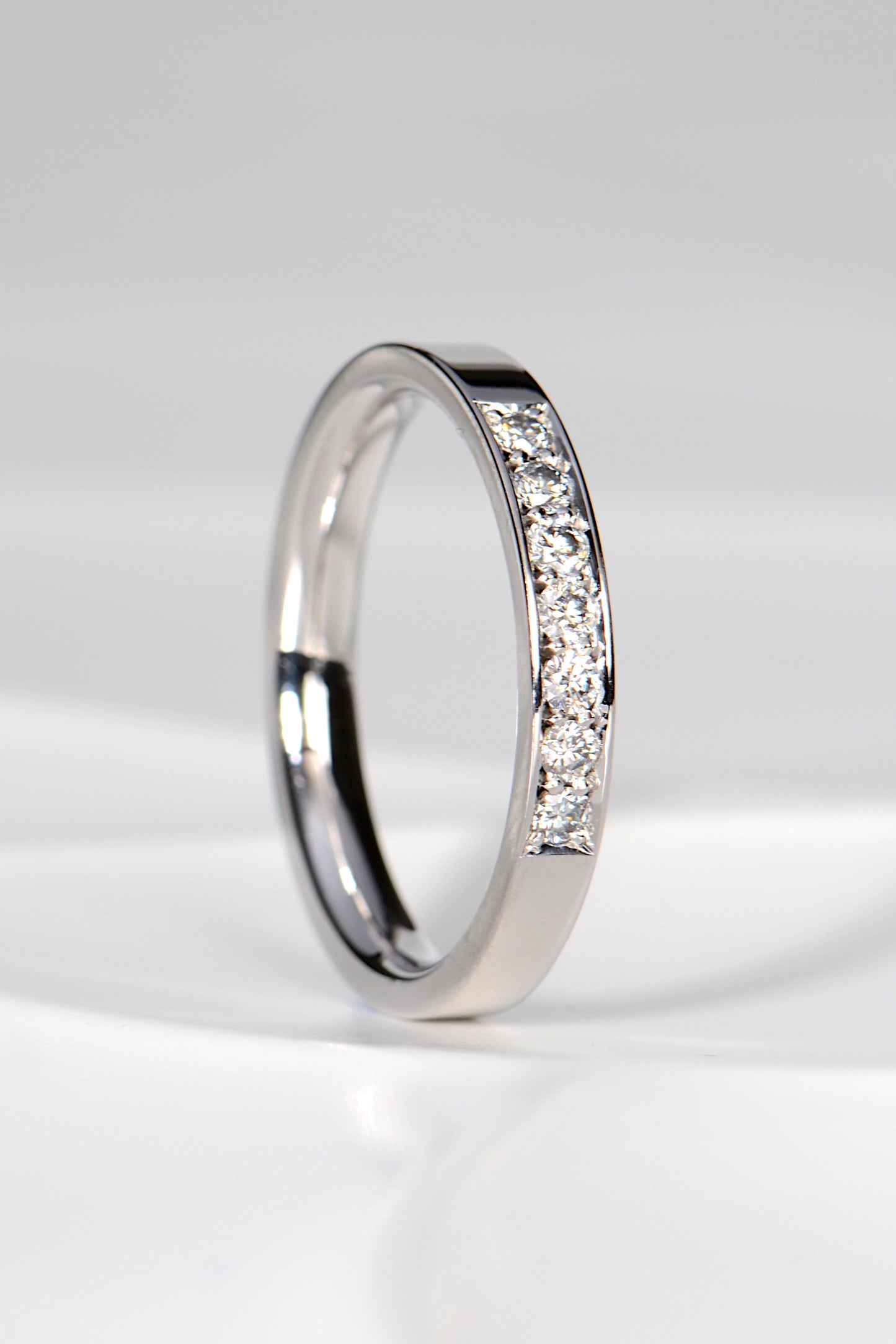 British made diamond eternity or wedding ring white gold