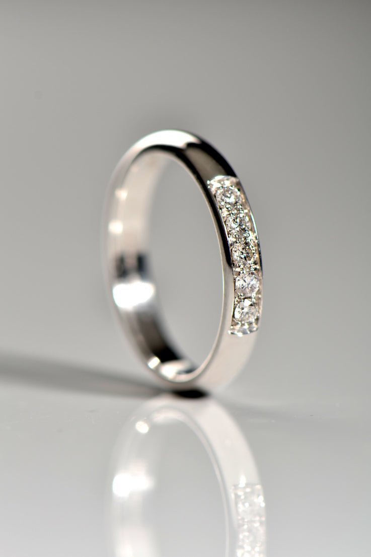Classic 3mm wide diamond set wedding ring in 18ct white gold - Wedding RingChristine Sadler