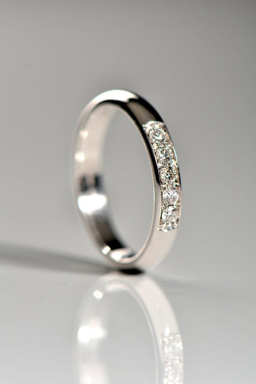 Classic 3mm wide diamond set wedding ring in 18ct white gold - Wedding RingChristine Sadler