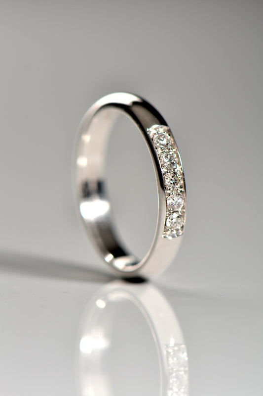 Classic 3mm wide diamond set wedding ring in 18ct white gold - Unforgettable Jewellery