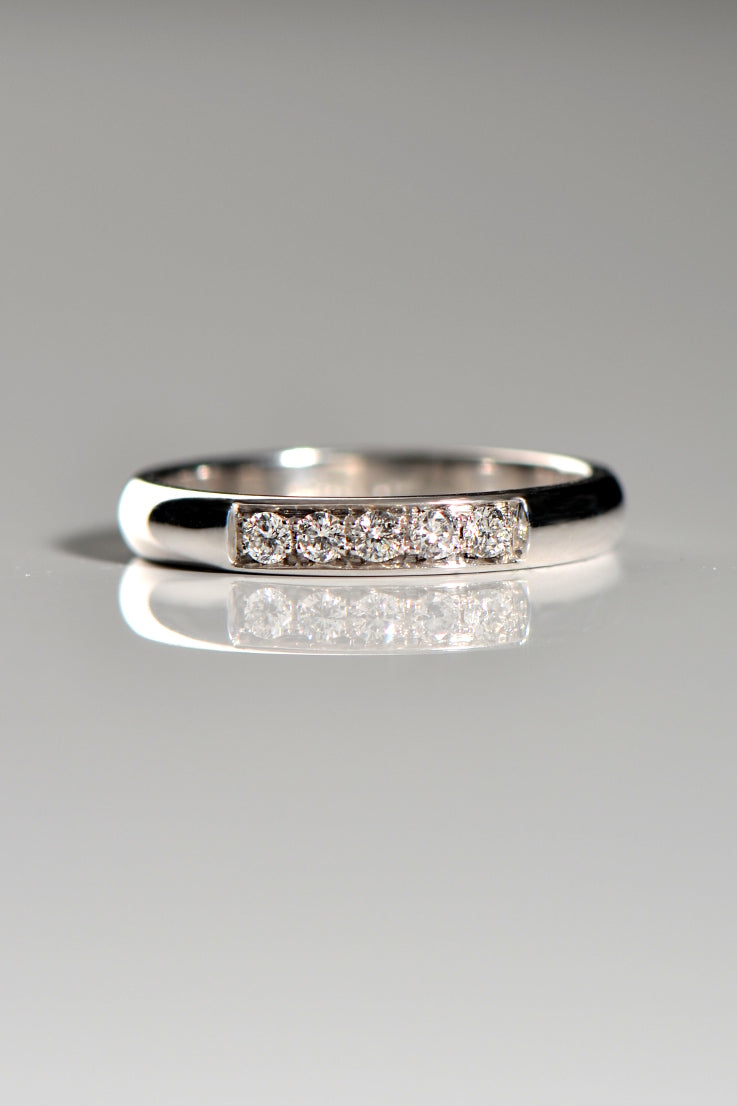Classic 3mm wide diamond set wedding ring in 18ct white gold