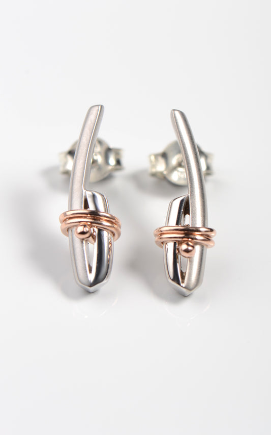 Stay Together white and rose gold short earrings 