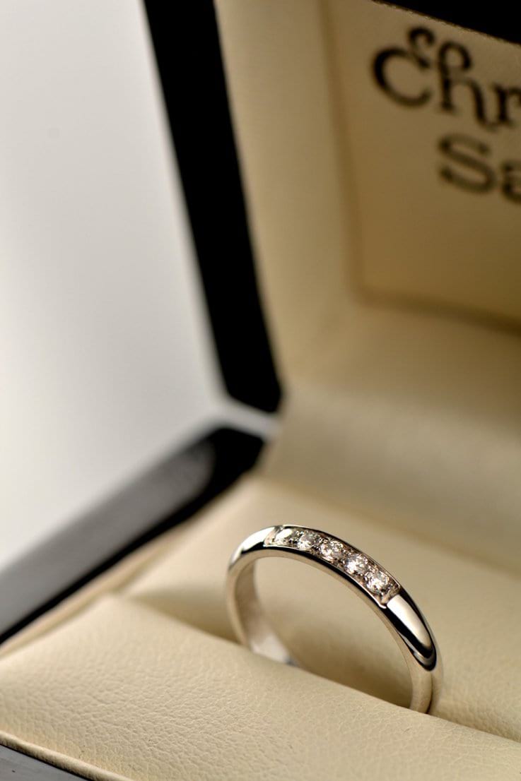 Classic 3mm wide diamond set wedding ring in 18ct white gold - Wedding RingChristine Sadler