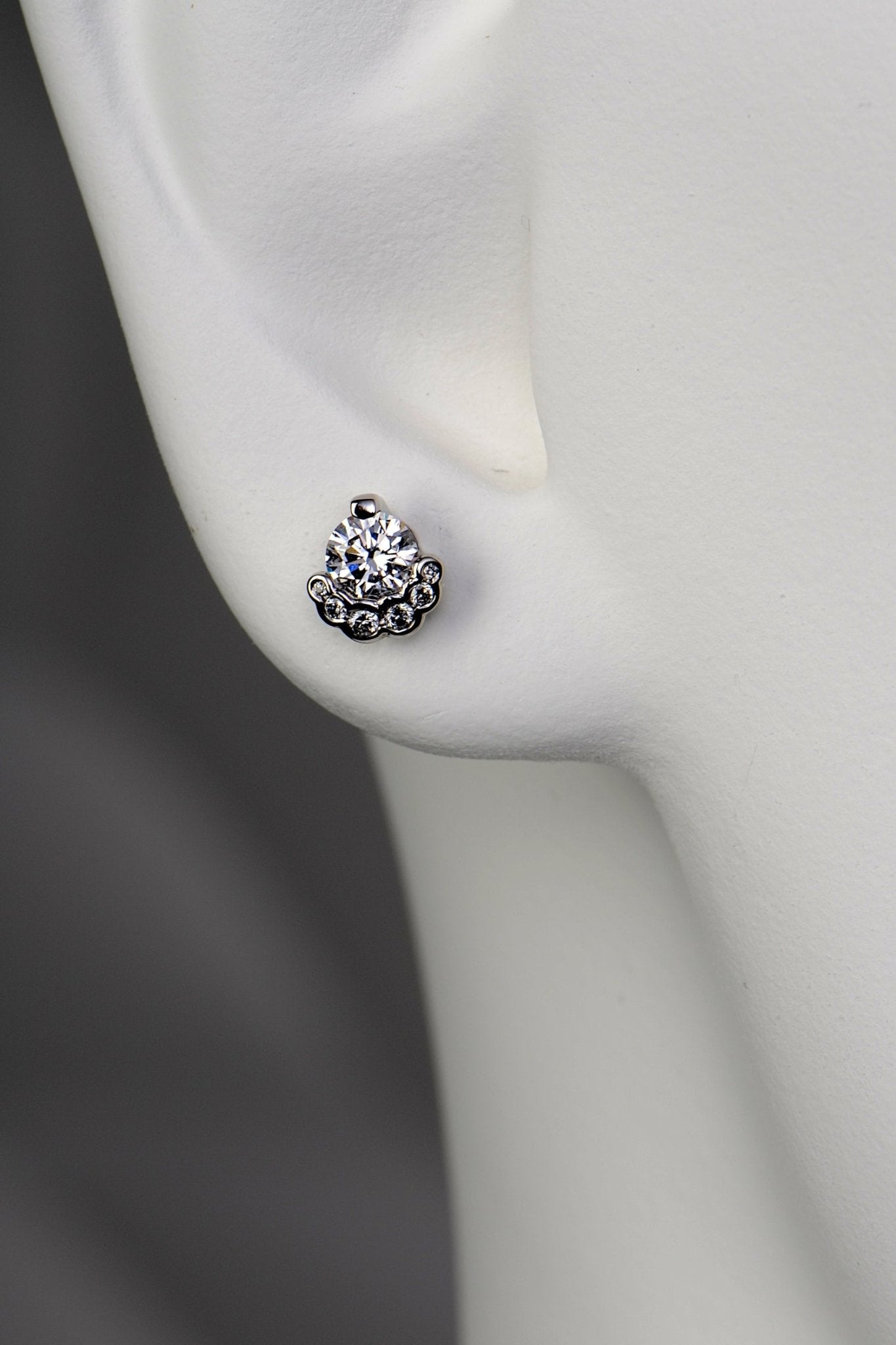 Platinum lab diamond designer stud earrings that are different and special