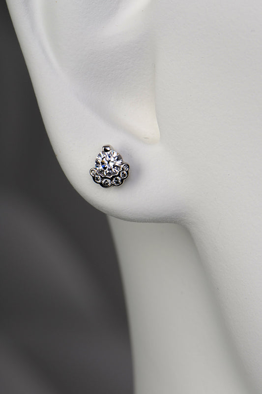 Platinum lab diamond designer stud earrings that are different and special
