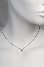 Scottish designer lab diamond platinum necklace that sits short at the clavicle. Can be order in longer lengths