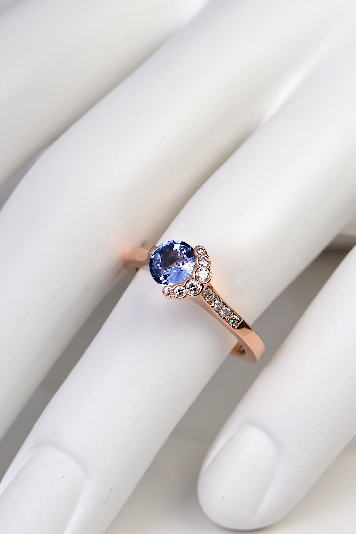 Fairypools blue sapphire 18ct rose gold ring