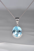 sky blue large topaz and diamond necklace by scottish jewellery designer Christine Sadler