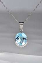 sky blue large topaz and diamond necklace by scottish jewellery designer Christine Sadler