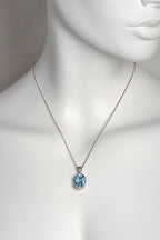 large oval blue topaz and diamond scottish necklace by jewellery designer Christine Sadler