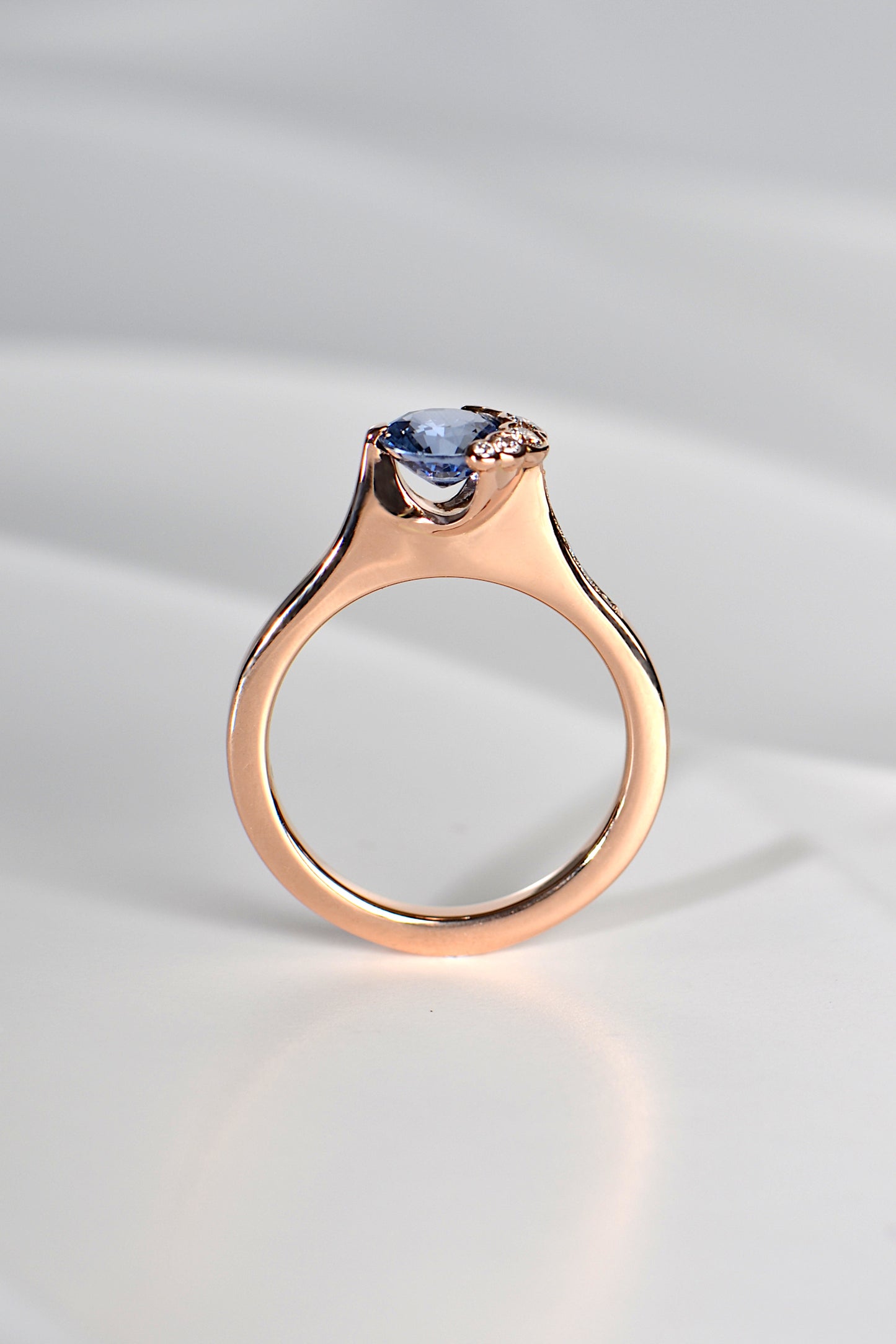 Fairypools blue sapphire 18ct rose gold ring