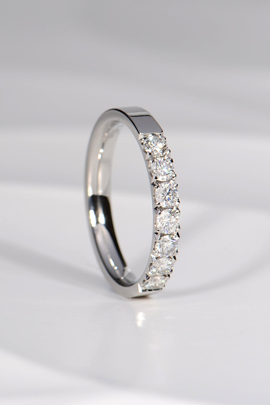 platinum handmade platinum castle set diamond ring that could be a wedding or eternity ring for a woman or man