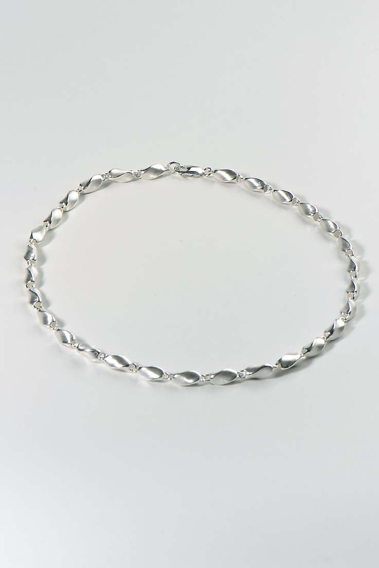 British handmade silver twist chain with modern matt finish