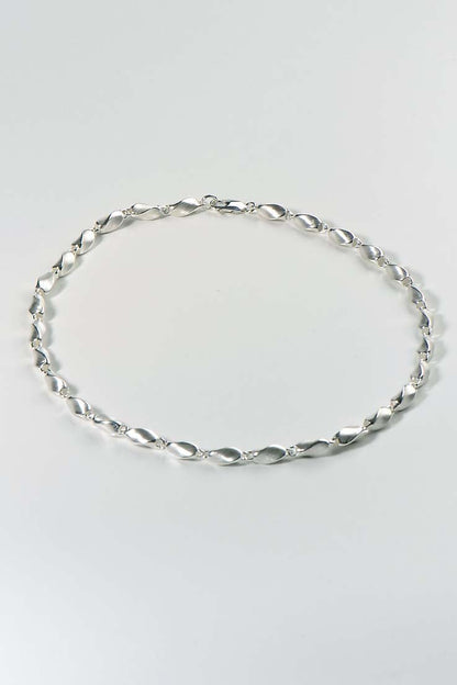 British handmade silver twist chain with modern matt finish