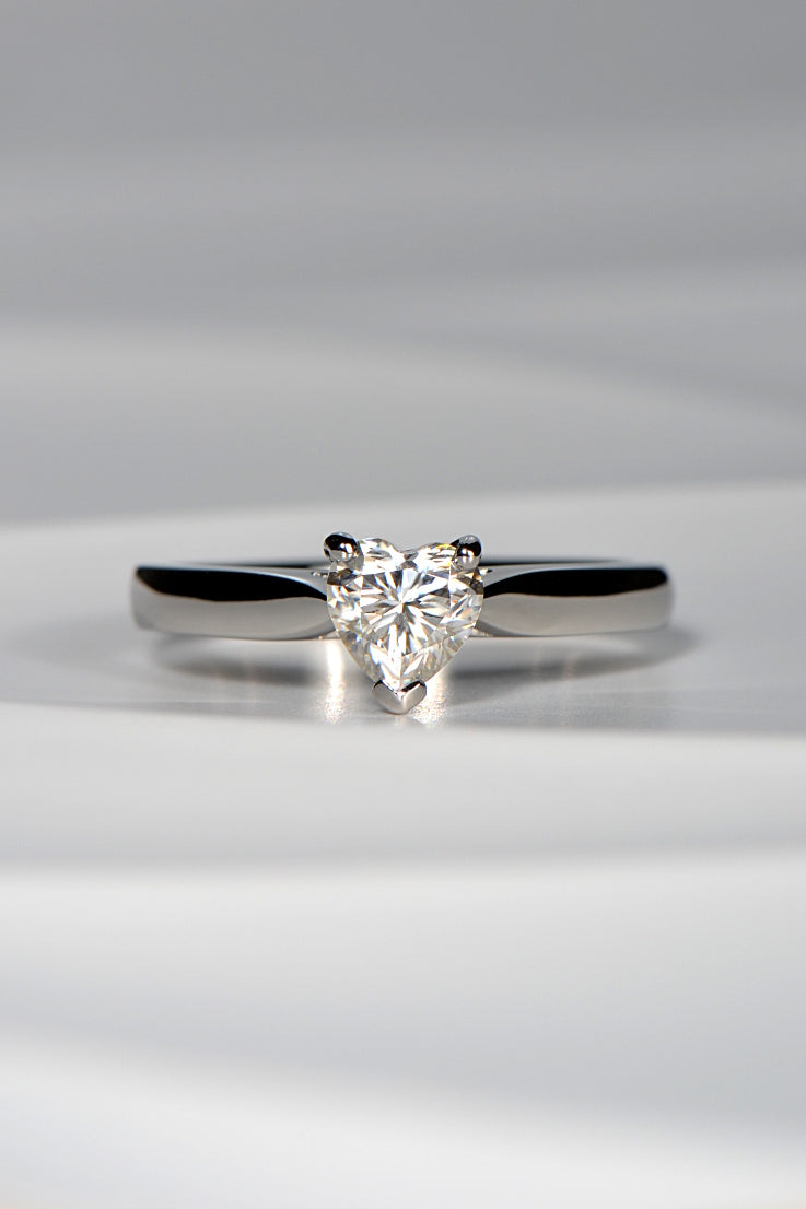 heart cut platinum engagement ring