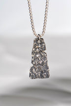 modern oxidised textured necklace with a diamond by Scottish jewellery designer Christine Sadler. This is part of her Hero collection of jewellery.