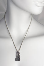 modern black textured silver necklace set with a diamond handmade by Christine Sadler from her Hero collection