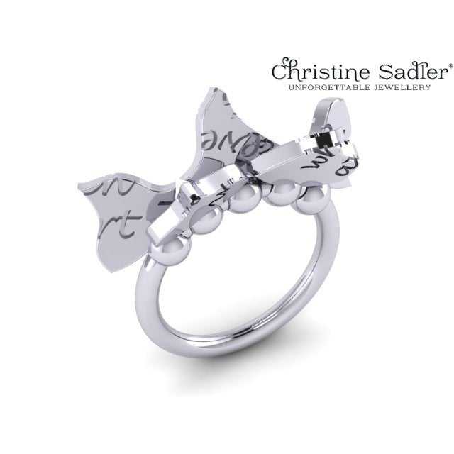 unique silver ring with moving parts and secret engraving