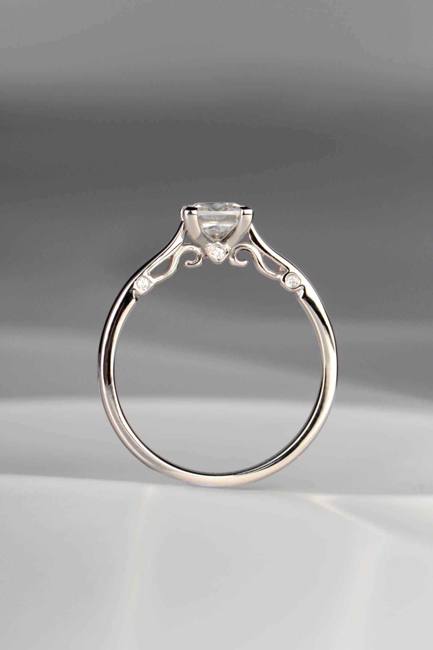 Princess cut moissanite engagement ring