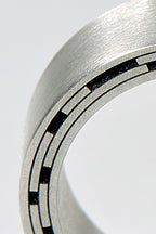 Black and silver limited edition silver designer ring inspired by star trails from jewellery designer Christine Sadler
