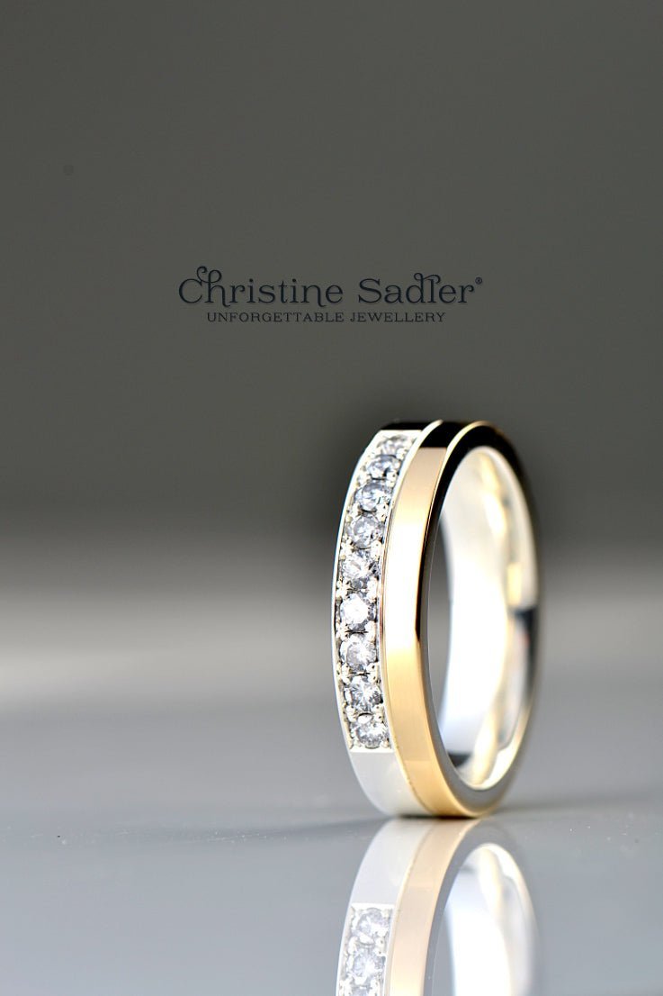 Contemporary Silver & Yellow Gold Wedding Ring - Wedding RingChristine Sadler Unforgettable Jewellery