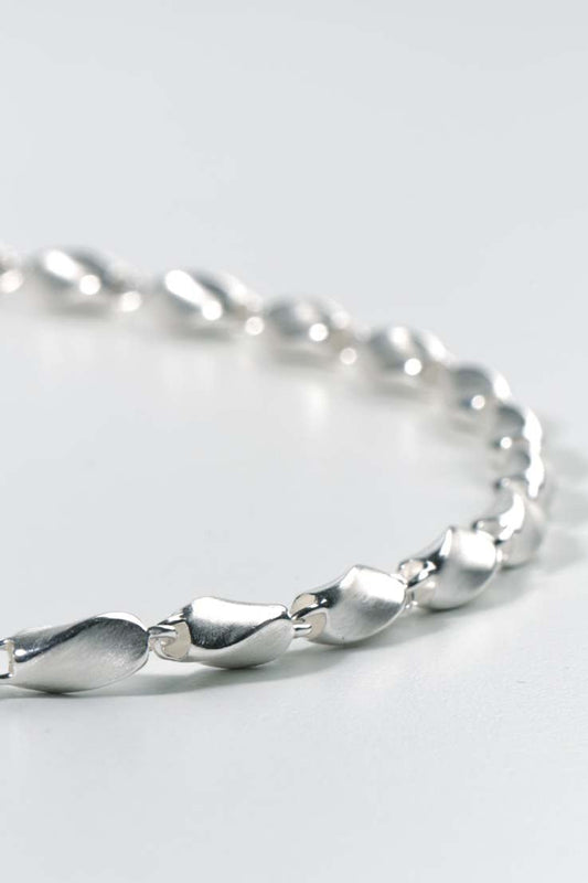 modern handmade silver twist chain with brushed finish